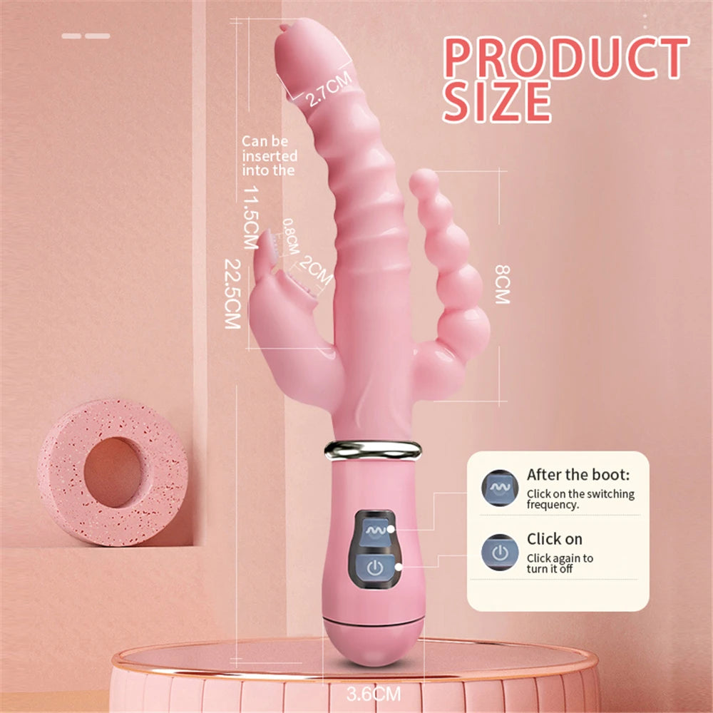 3 In 1 Dildo Vibrator Tongue Licking Rabbit Patting G Spot Clit Vagina Stimulator Anal Plug Adult Sex Toys For Women Masturbator