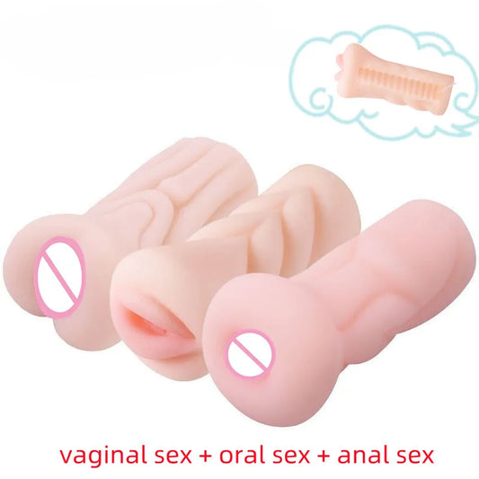 Realistic Artificial Vagina Anal Blowjob Silicone Adult Male Masturbator Sex Toys