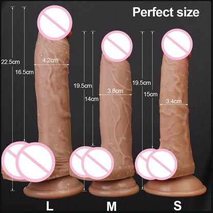22.5cm Realistic Dildo Cock with Suction Cup Flexible Shaft and Balls Strap On Option